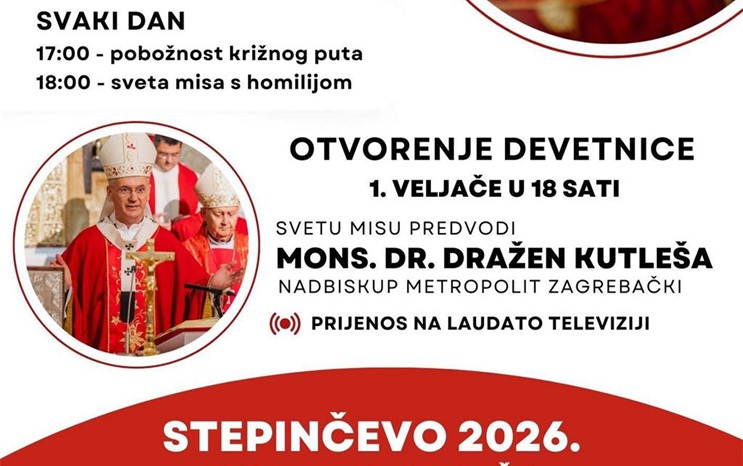 Nadbiskup Kutleša predvodi misu prvog dana devetnice uoči Stepinčeva u Krašiću